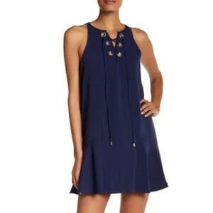 parker Lace Up Shift Dress Aquarius Blue S NWT